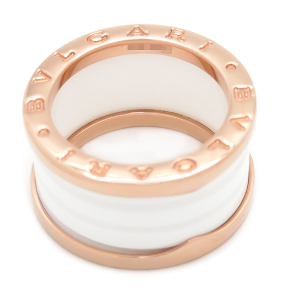 Bvlgari K18 B-Zero 14 Band Ring Ceramic Gold Pink White - Picture 3 of 8